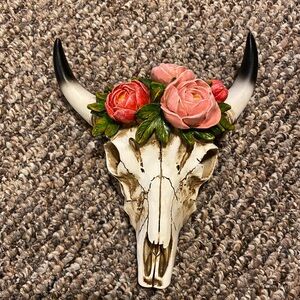 Floral Decorated Bull Skull Wall Art